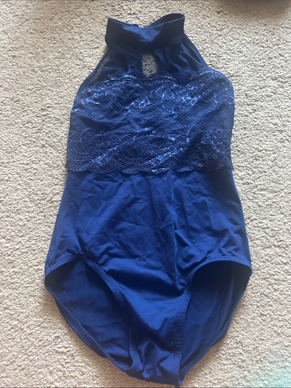 Blue Lace Halter women’s dance leotard